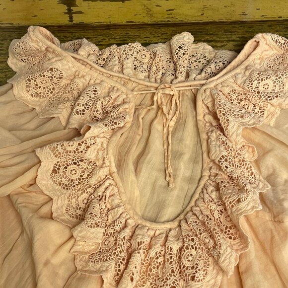 Tularosa Revolve Crawford Mini Dress Orange Sz XS Gauzy Eyelet Crochet - Picture 8 of 11